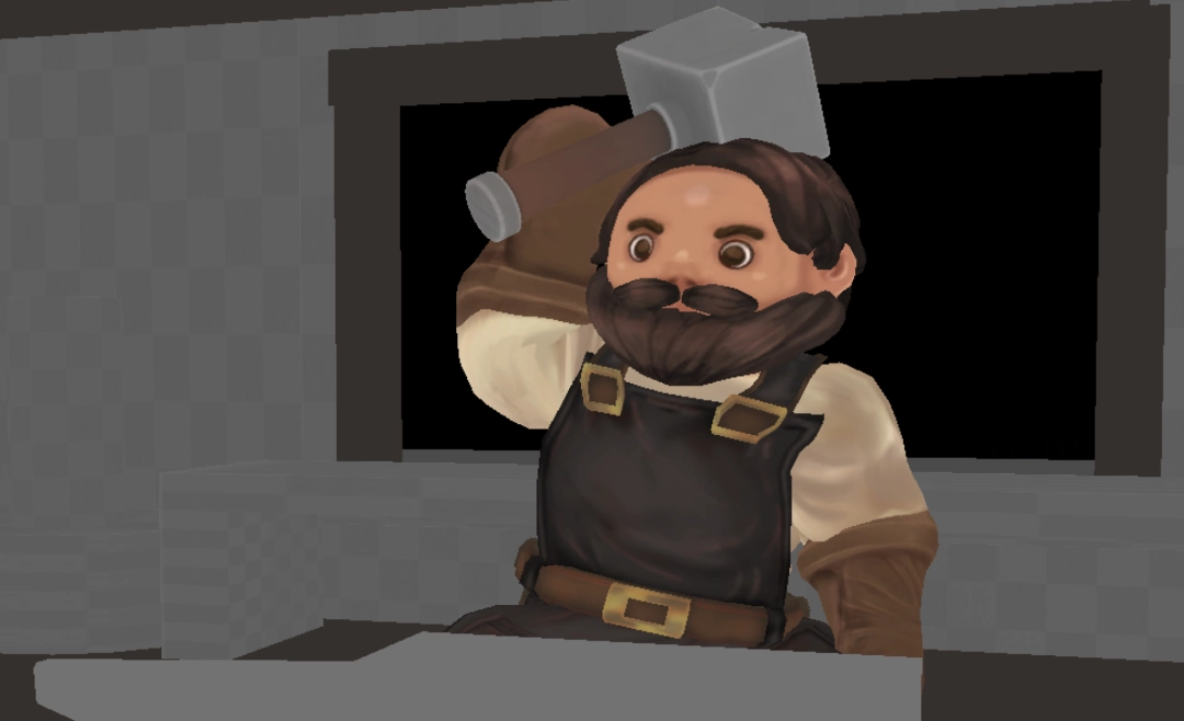 In-game art and model of the blacksmith.