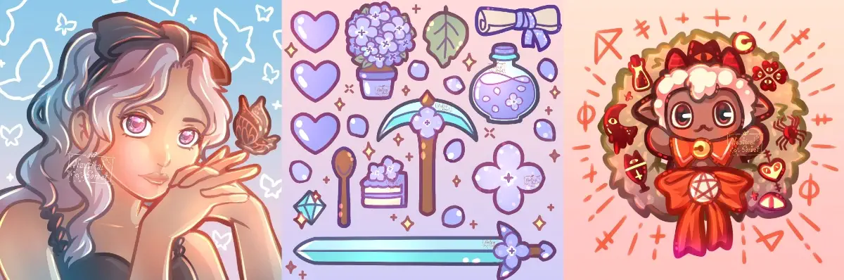 A showcase of some of Nautical Sorbet's digital art. Links to her website.